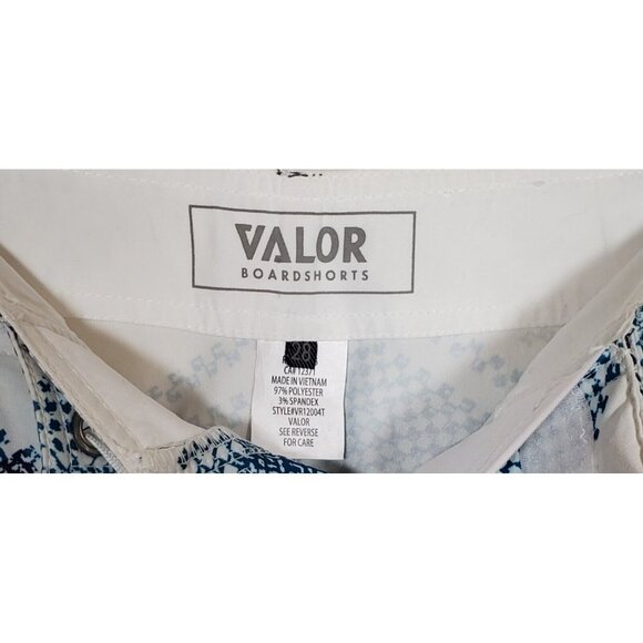 Valor Men's Size 28 Surf Board Shorts Blue Gray White Hawaiian Striped New - Picture 11 of 11